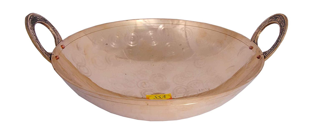 Pure Brass Kadhai Nickle Plated Design Cooking & Serving 1500 ML