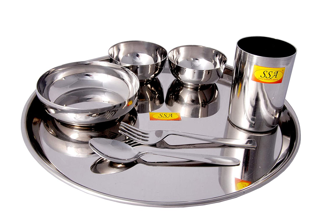 Stainless Steel (Heavy 22 Gauge) Thali, Dinner Set (Plane Mirror
