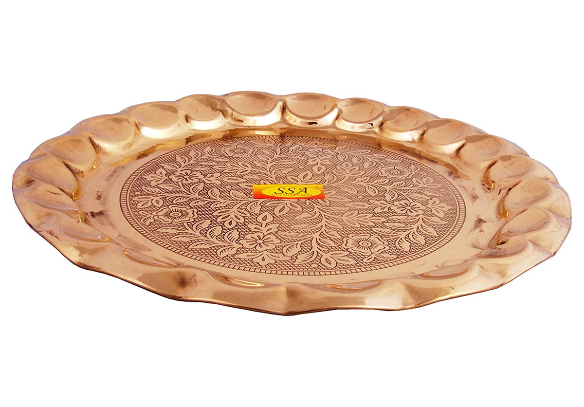Buy Navarathri Round Brass pooja thali set Tray Items Plate Pottu