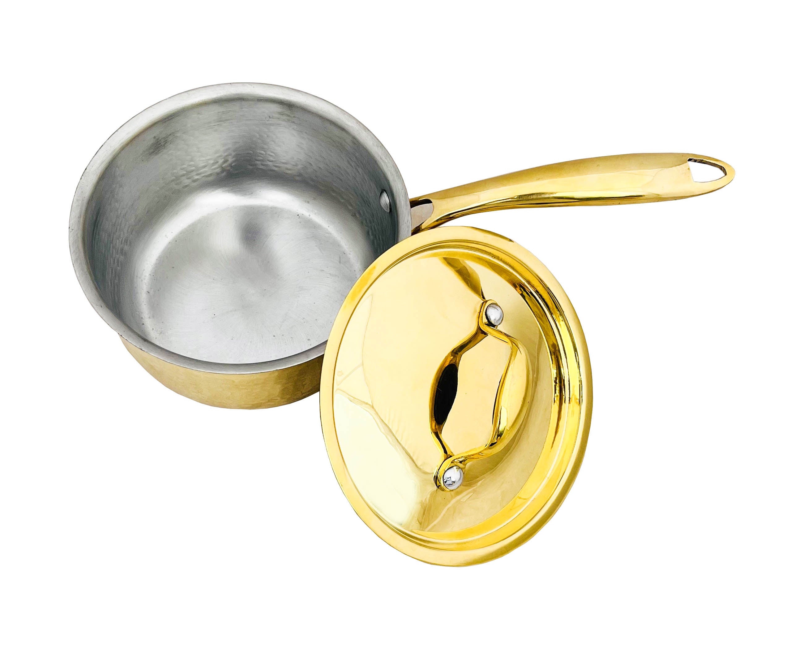 Heavy Gauge Brass Kadai with Lid for Cooking, Hammer Premium