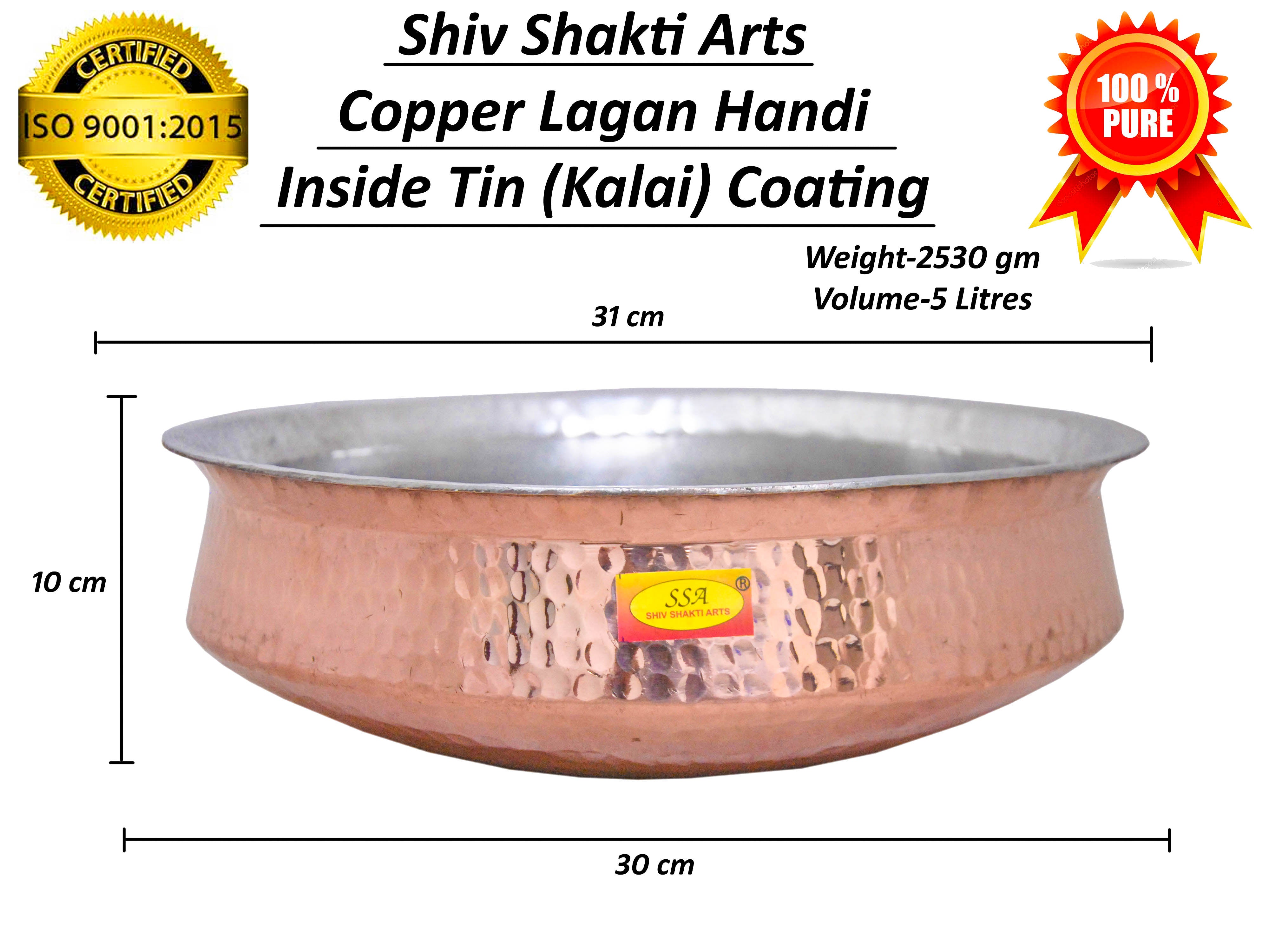 Indian Traditional Pure Copper Lagan Handi Chaffing Dish Pan For Cookware