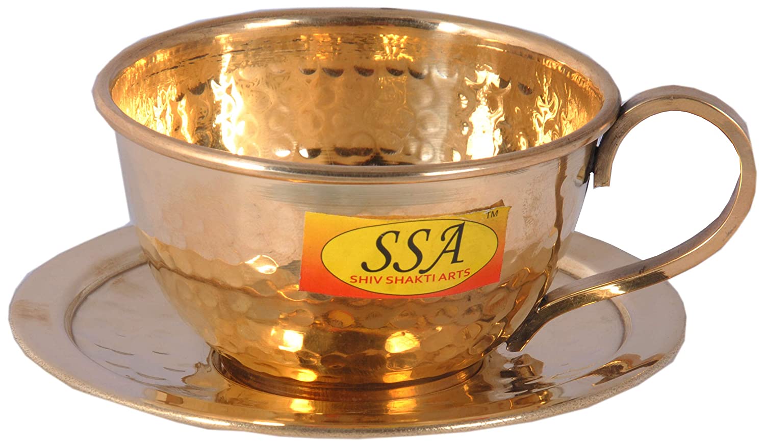 Pure Brass Luxury Hammer Design - Tea Cup & Saucer Set - 200 ML - Yell –  SHIV SHAKTI ARTS