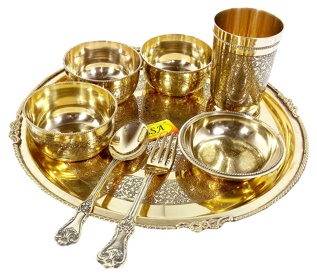Brass tableware – Tagged Brass Dinner Thali/Set – SHIV SHAKTI ARTS