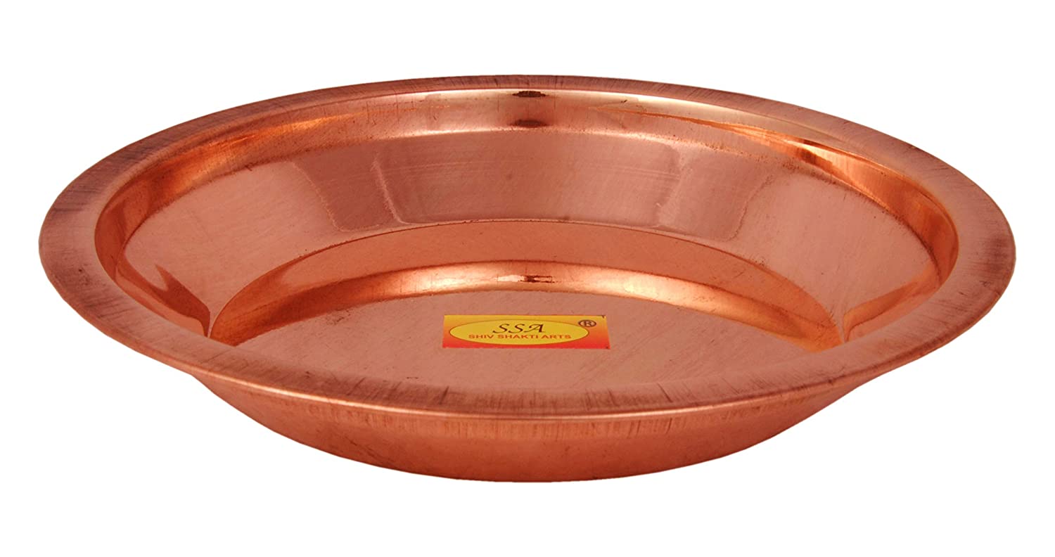 100% Pure Copper Pooja Thali Plate Taman - (Diameter - 4.33 Inch