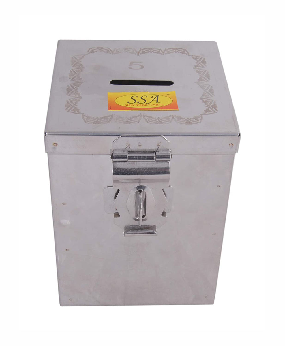 Stainless Steel Ractangular Shape Money Bank Piggy Banks Antique Coin ...