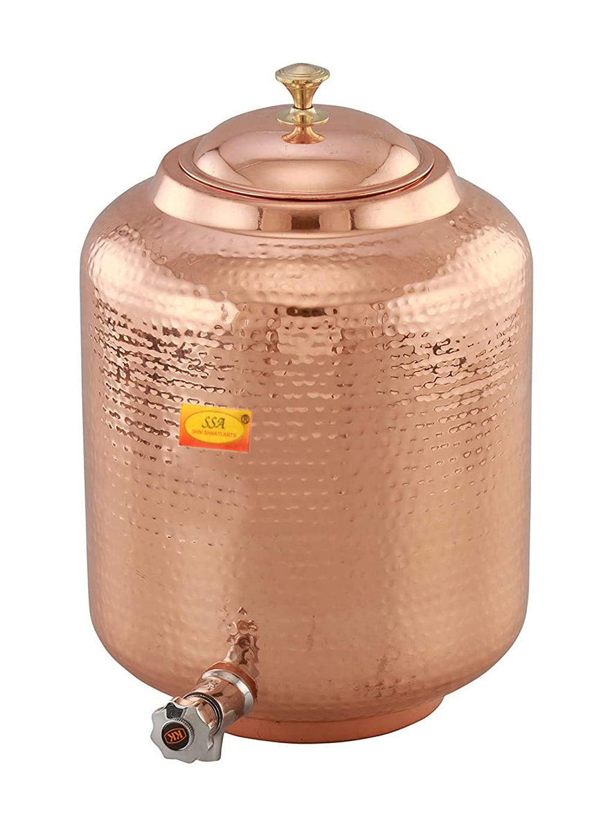 Pure Copper Water Dispanser, Container (Pot) Matka - Luxury Hammer Des ...