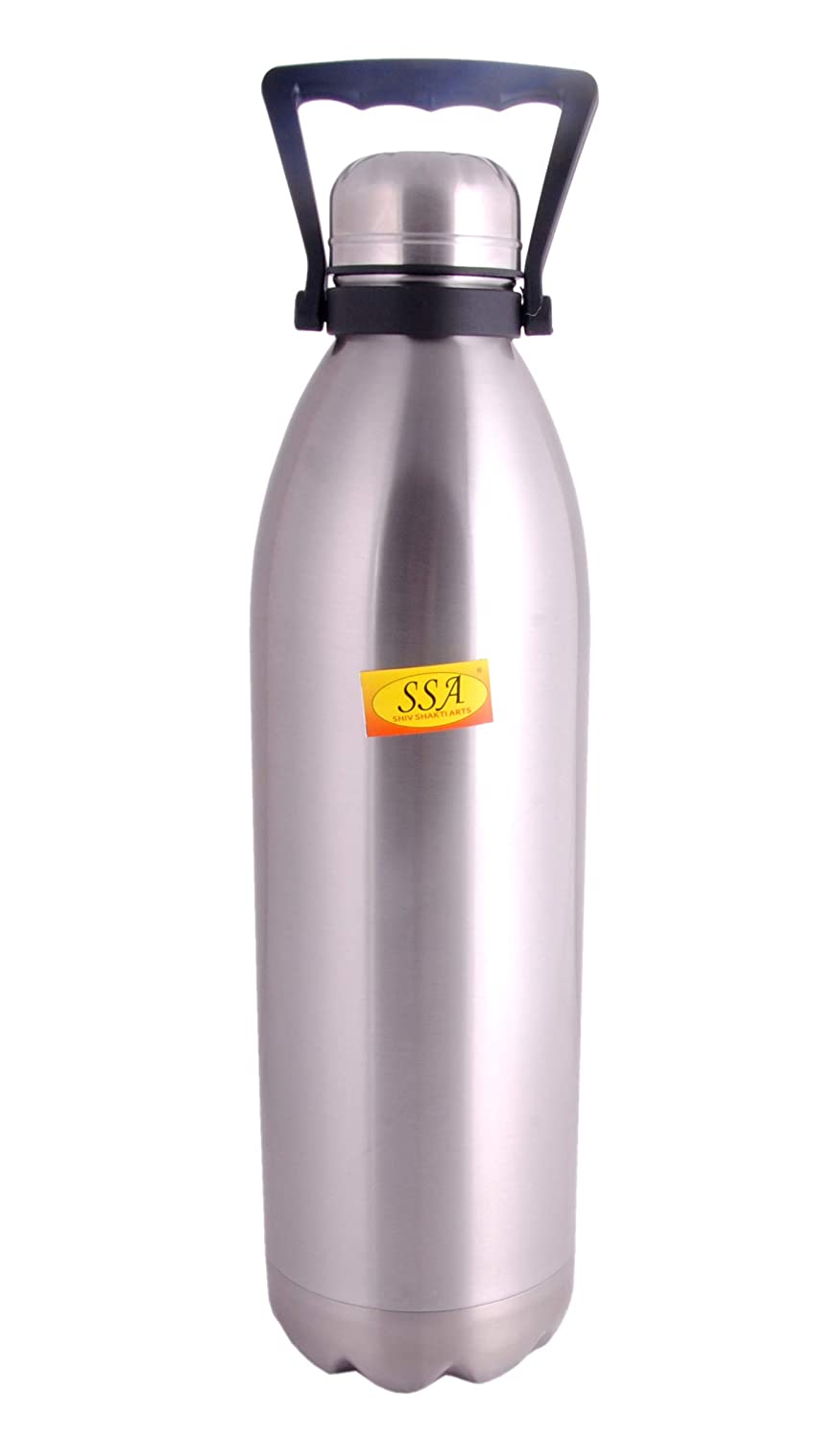 Double Wall Vacuum Insulated Stainless Steel Water Bottle, Travel Thermos Flask (Color-Silver, Vol-1800 ml)