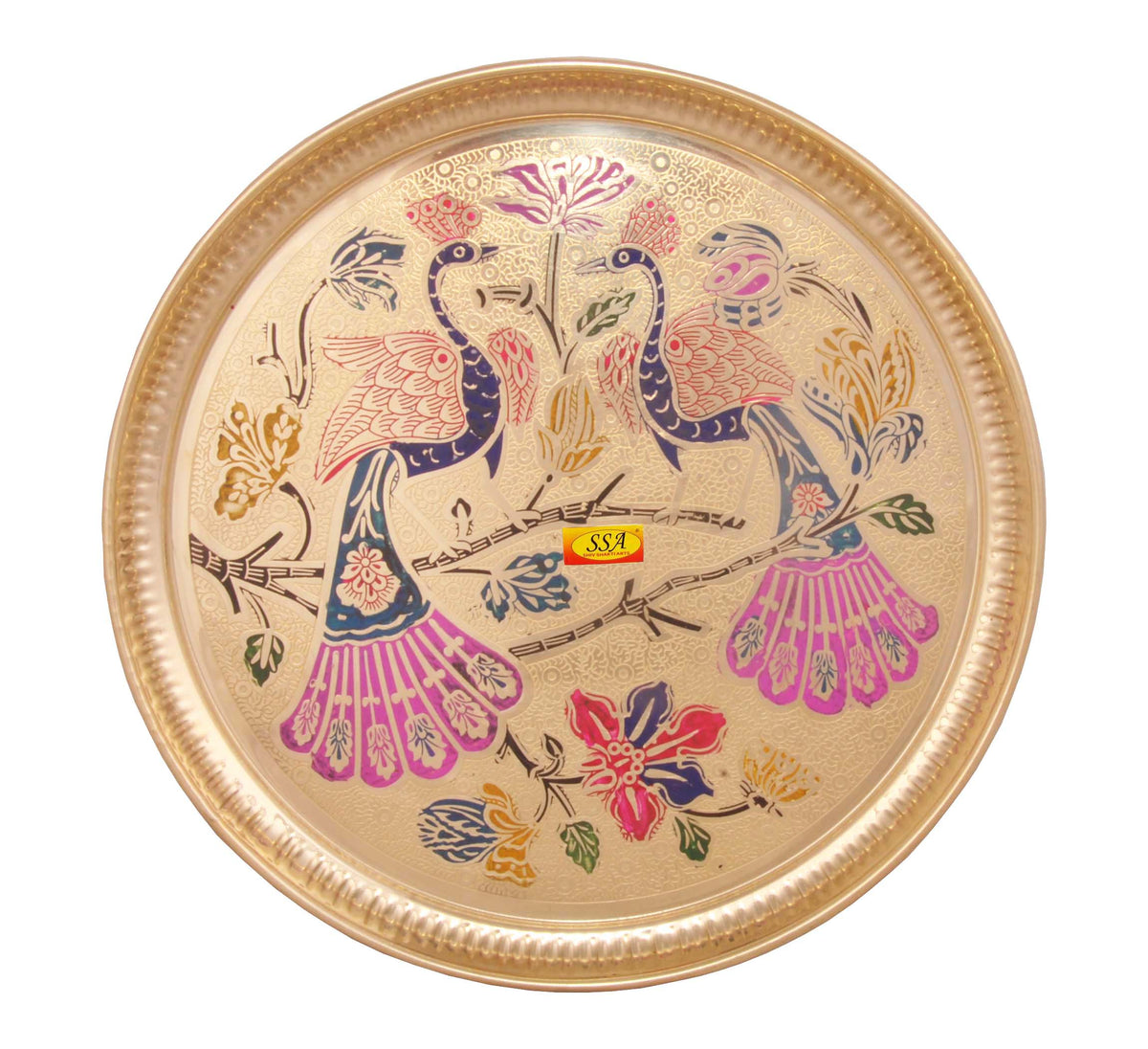 Pure Brass Dinner Plate | Thali Set for Pooja & Serving Purpose (Engra ...