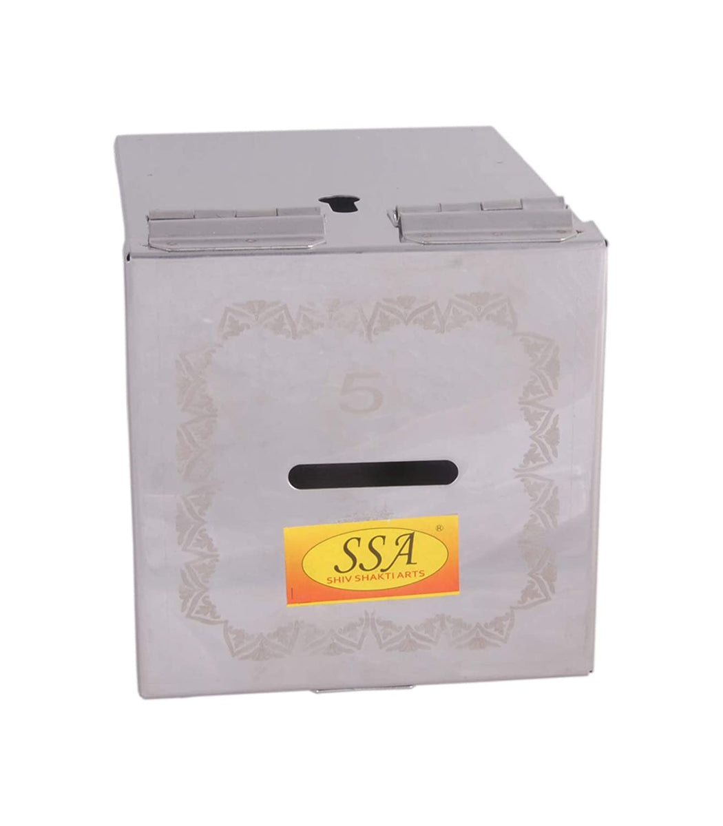 Stainless Steel Ractangular Shape Money Bank Piggy Banks Antique Coin ...