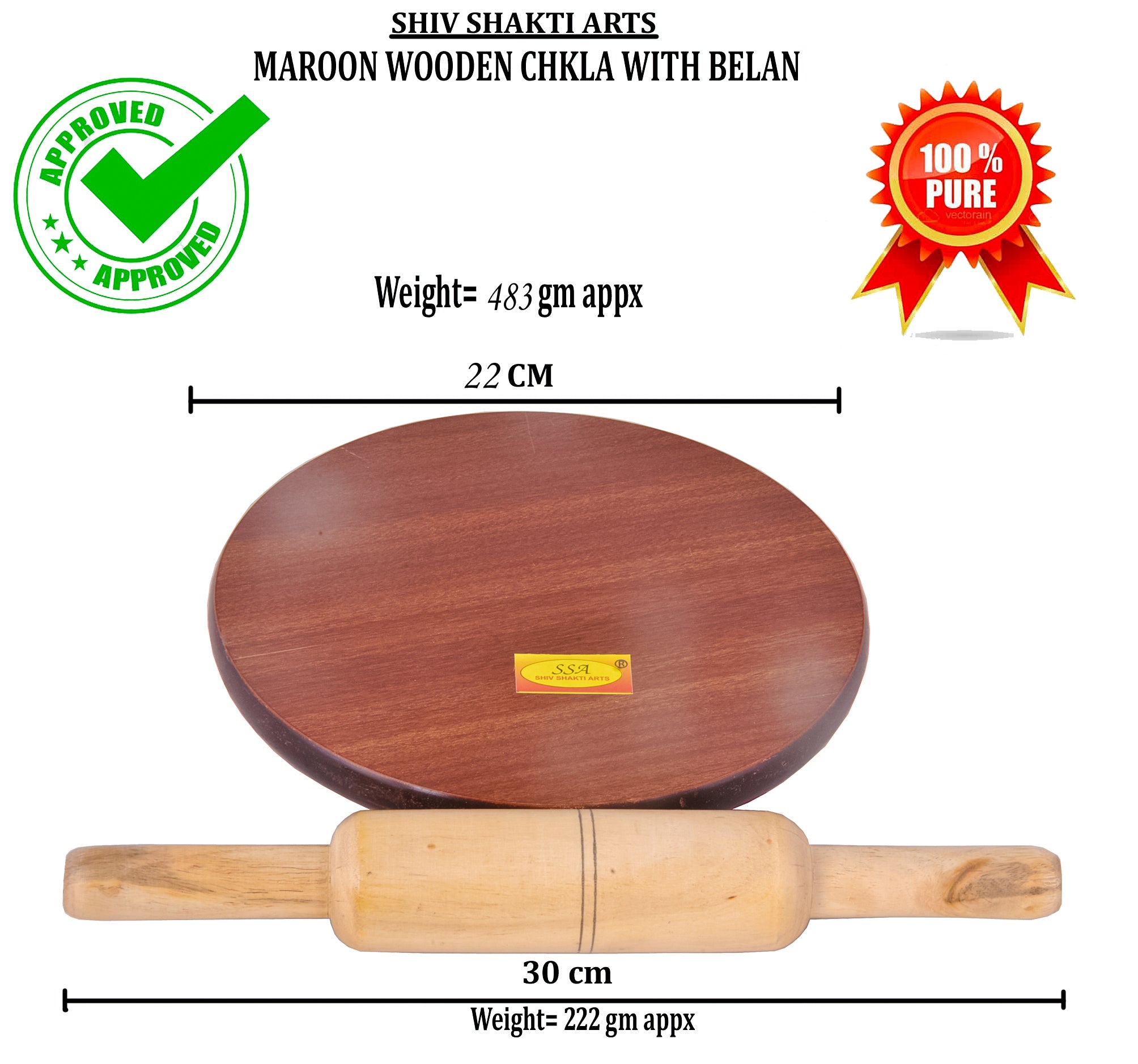 Velna Roti Maker Indian Wood Roti Maker with Wooden Belan/ Wood Chakla /Rolling Board ...