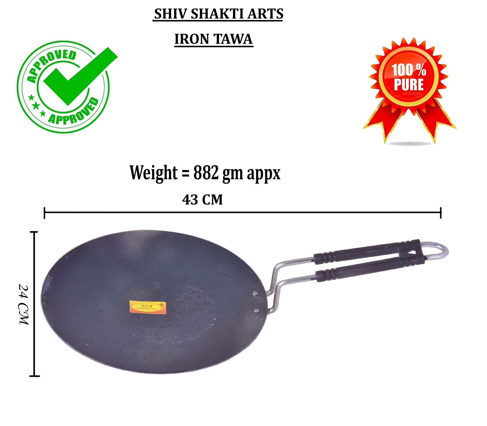 ABN Exports Iron Tawa Original Handmade Loha Iron Roti Chapati Tava Cooking Utensil Indian Taawa