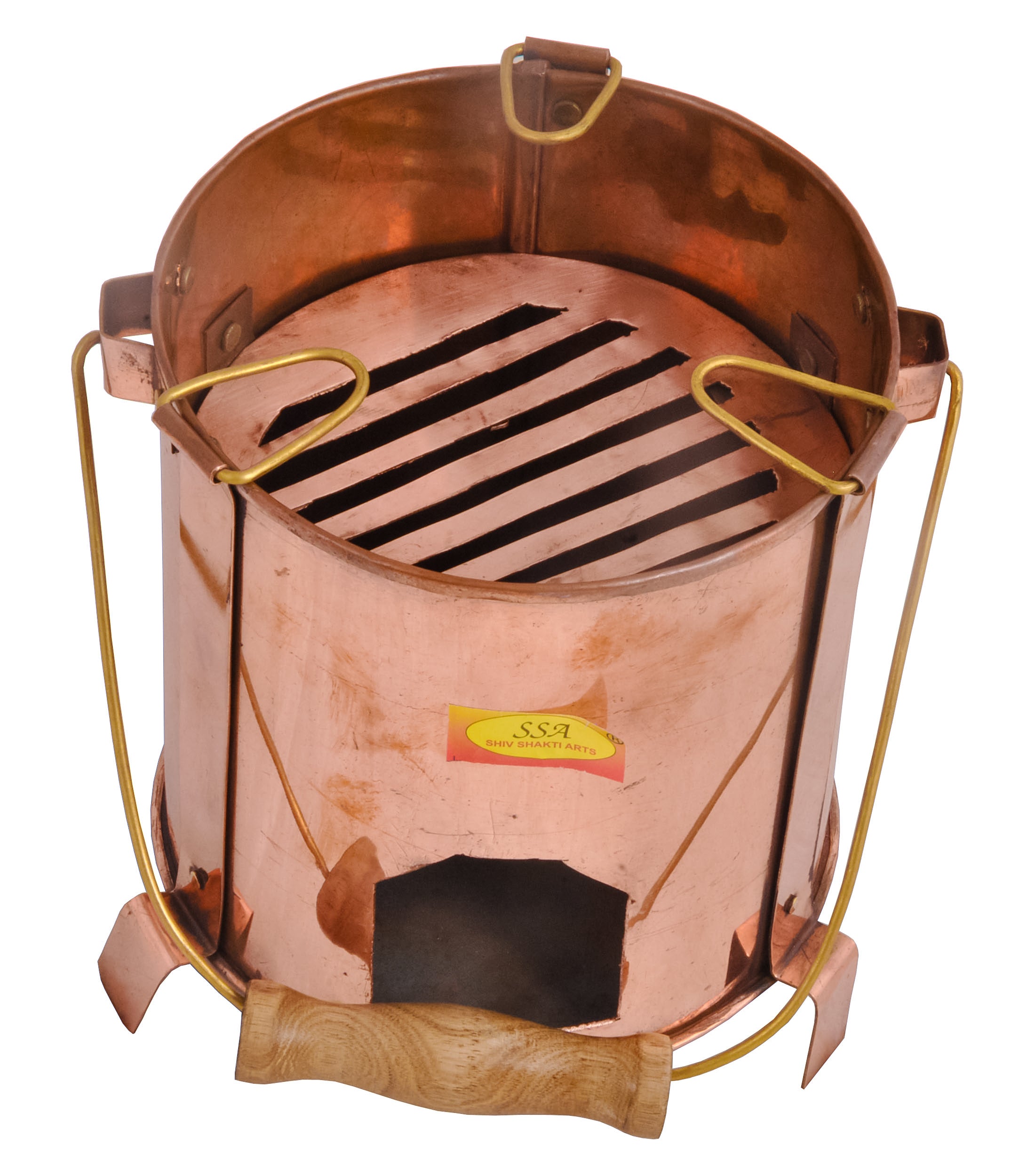 Angithi 100% Pure Copper Angithi/Sigdi with Brass Wooden Handle, for Home, Hot ...