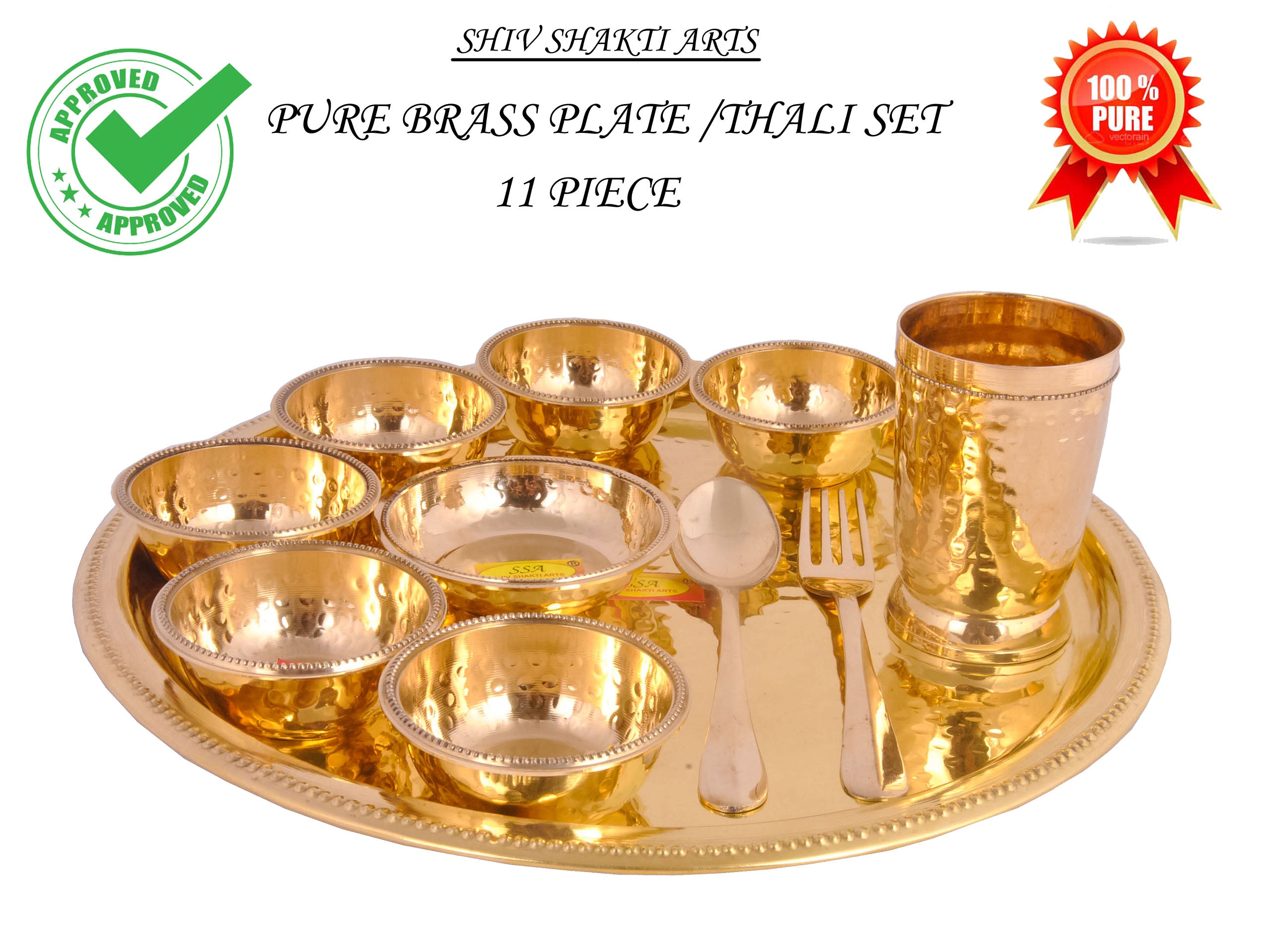 Brass Dinner Set, Maharaja Style Dinner Set of 6 Pieces