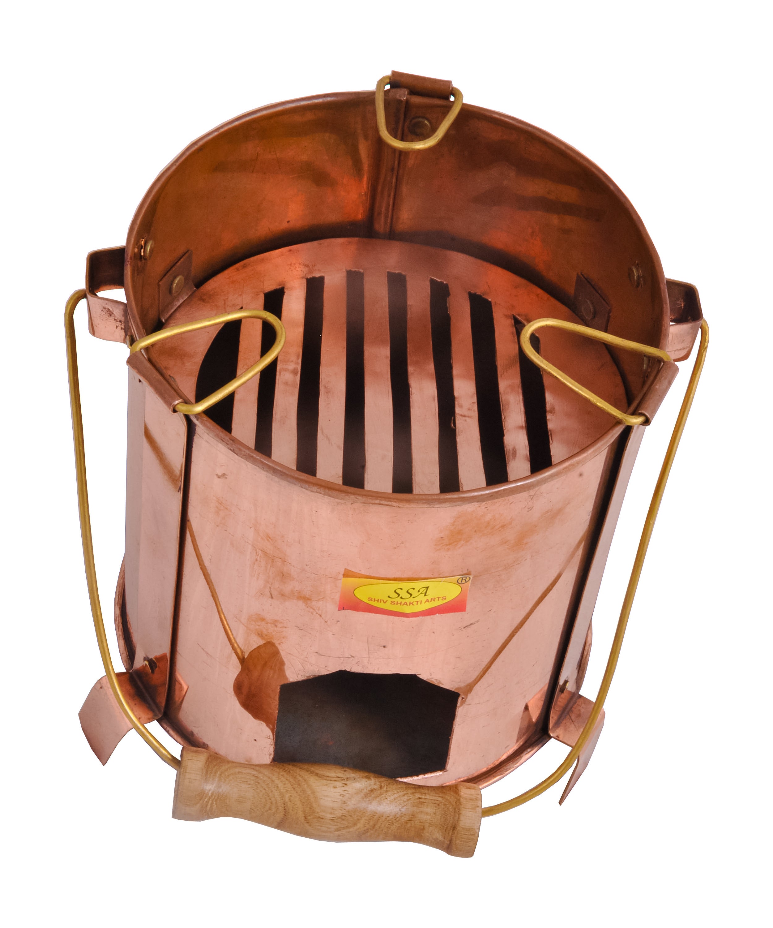 Angithi 100% Pure Copper Angithi/Sigdi with Brass Wooden Handle, for Home, Hot ...