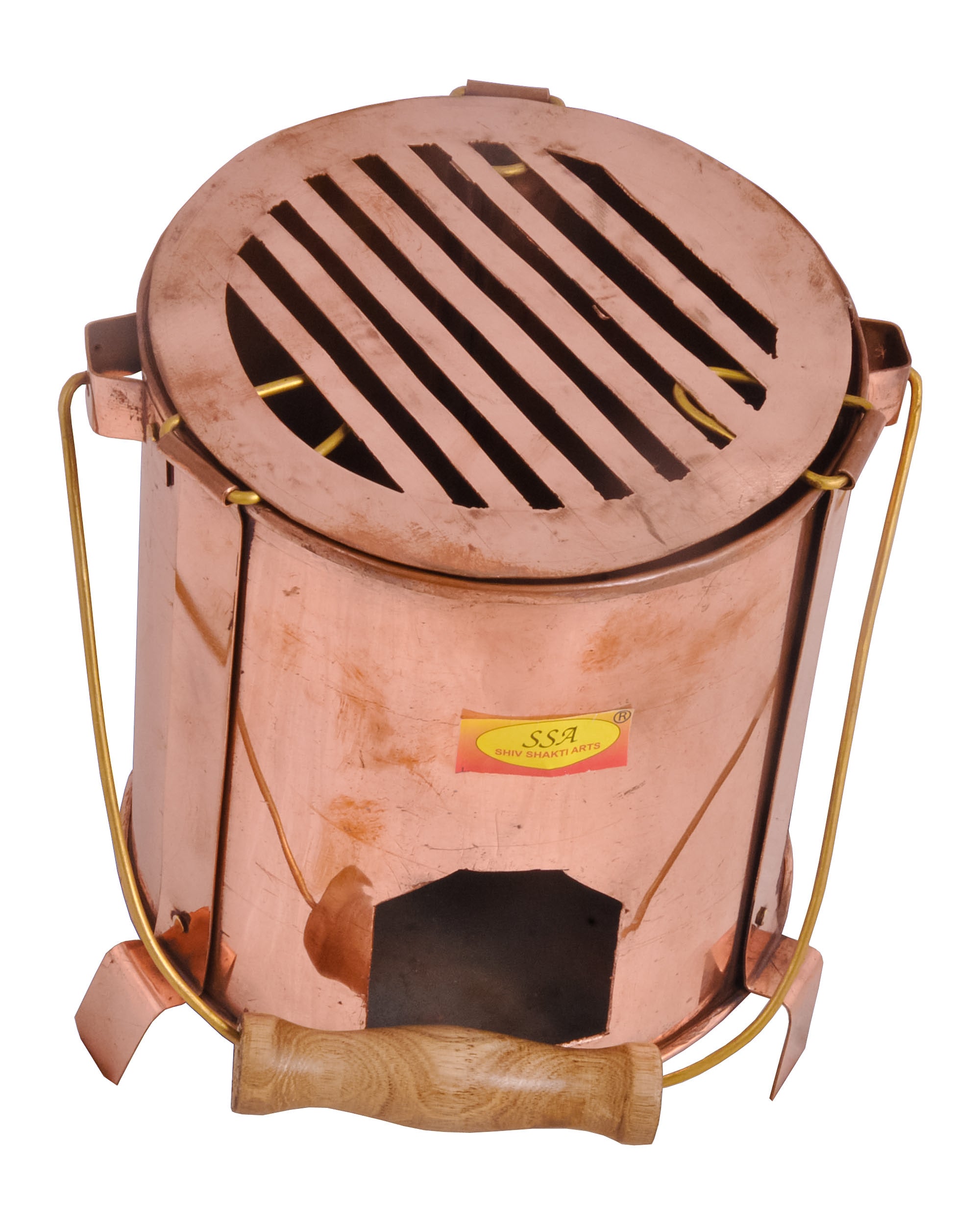 Angithi 100% Pure Copper Angithi/Sigdi with Brass Wooden Handle, for Home, Hot ...